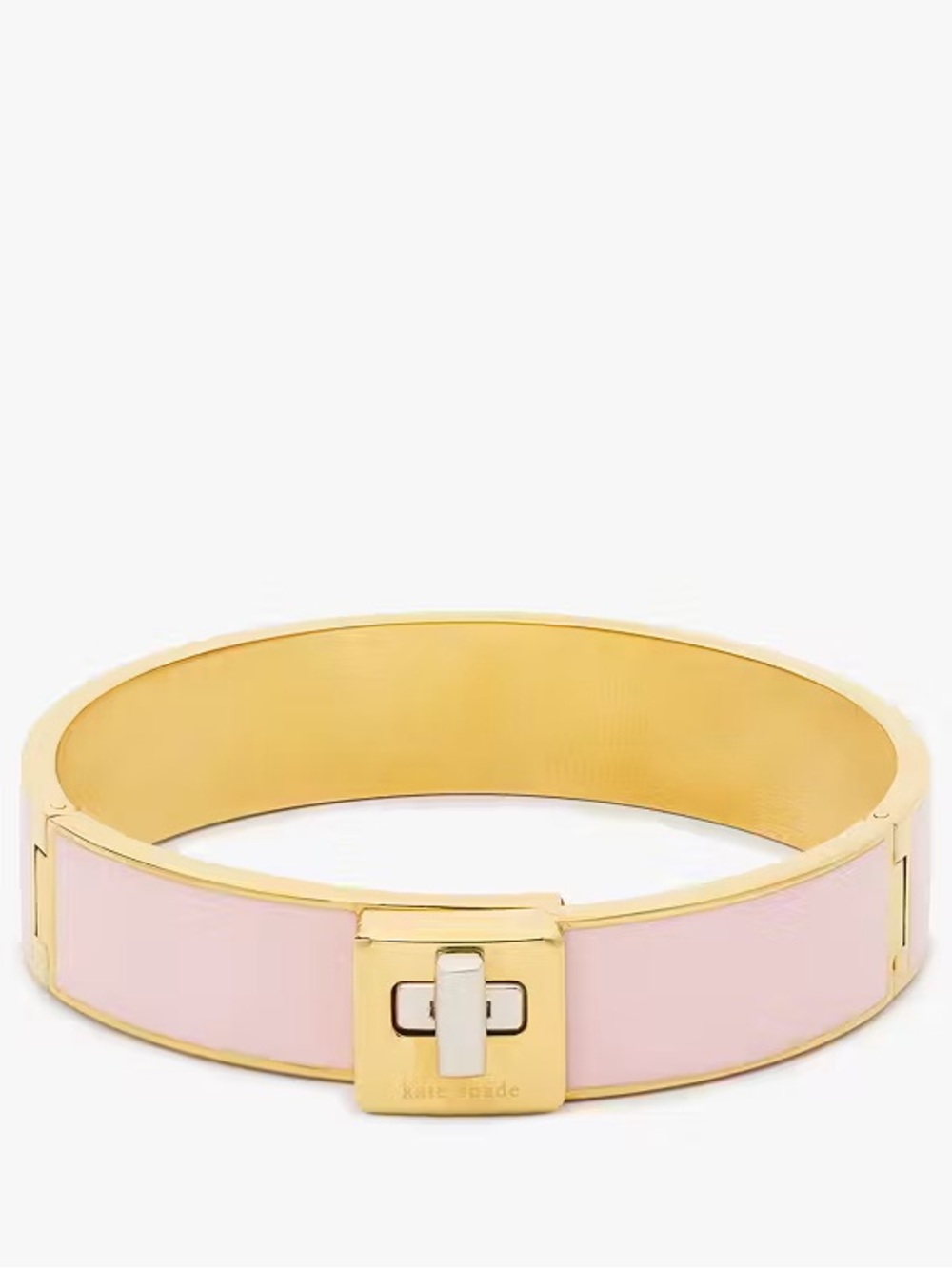 NWT kate spade Gold-Tone & Light Pink Enamel Hinged Bangle Bracelet